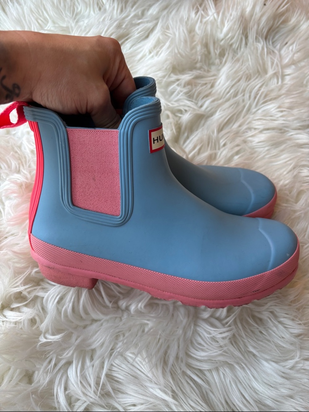 Hunter blue and pink short boots - Picture 5 of 10